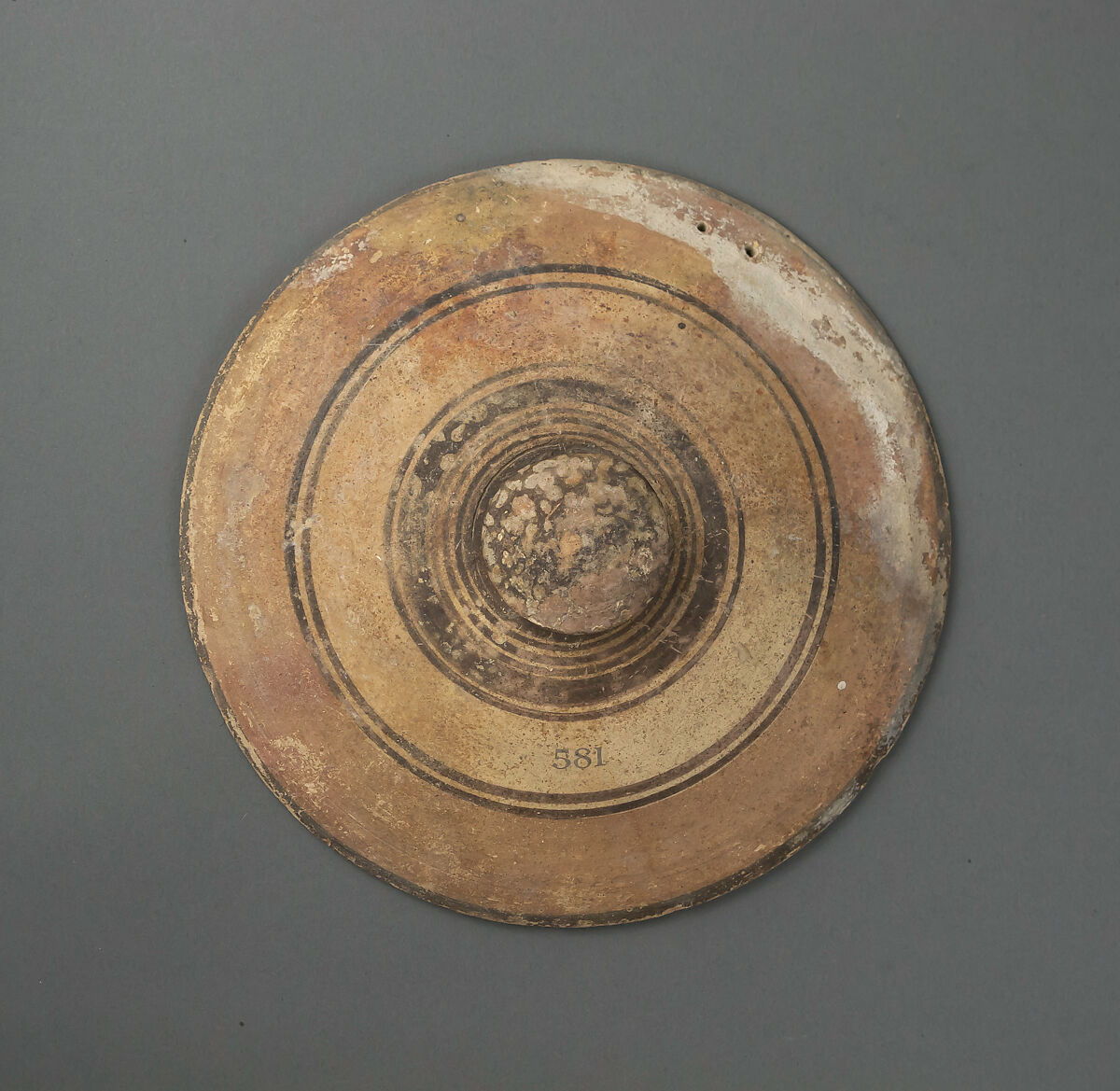 Lid of a bowl with knob, Terracotta, Cypriot 