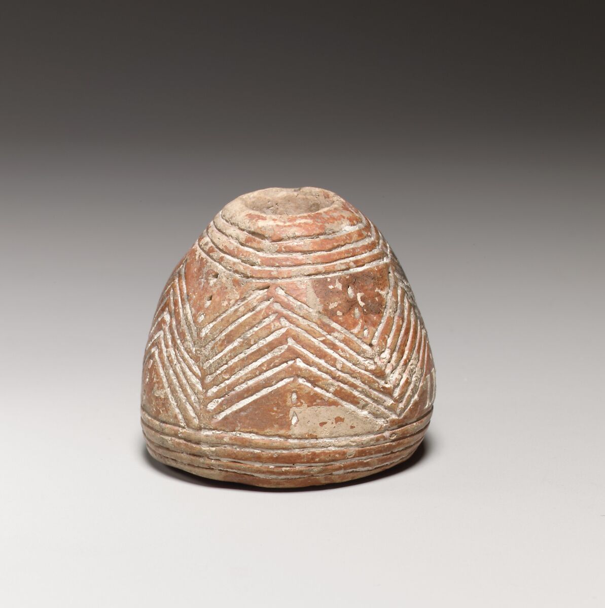 Terracotta conical-hemispherical spindle-whorl with flat base, Terracotta, Cypriot