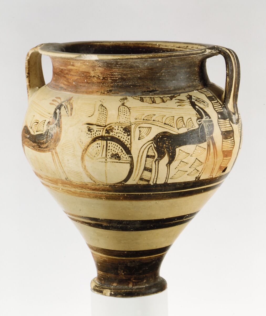 Terracotta chariot krater, Terracotta, Helladic, Mycenaean