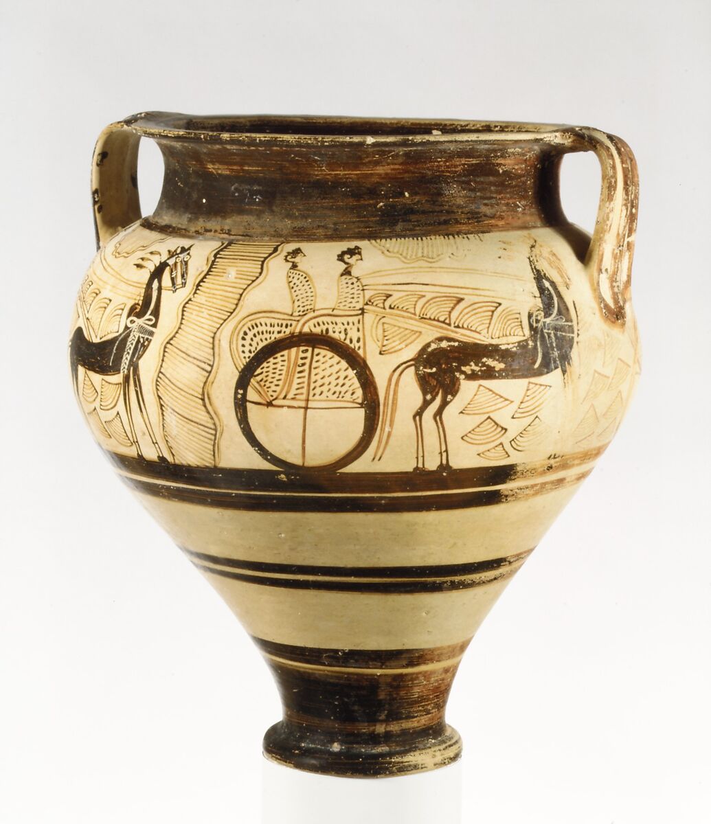 Terracotta chariot krater, Terracotta, Helladic, Mycenaean