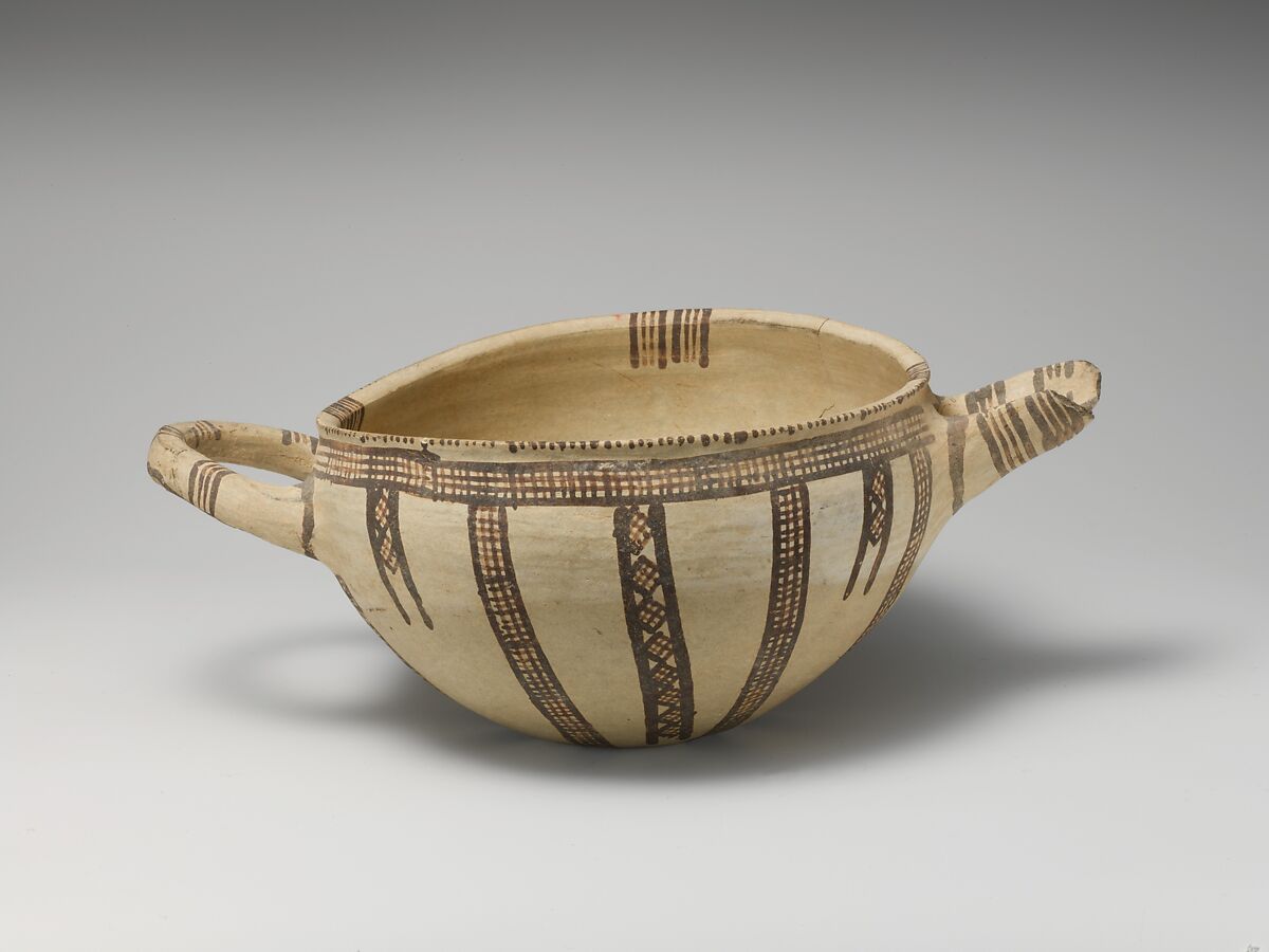 Terracotta two-handled bowl, Terracotta, Cypriot 
