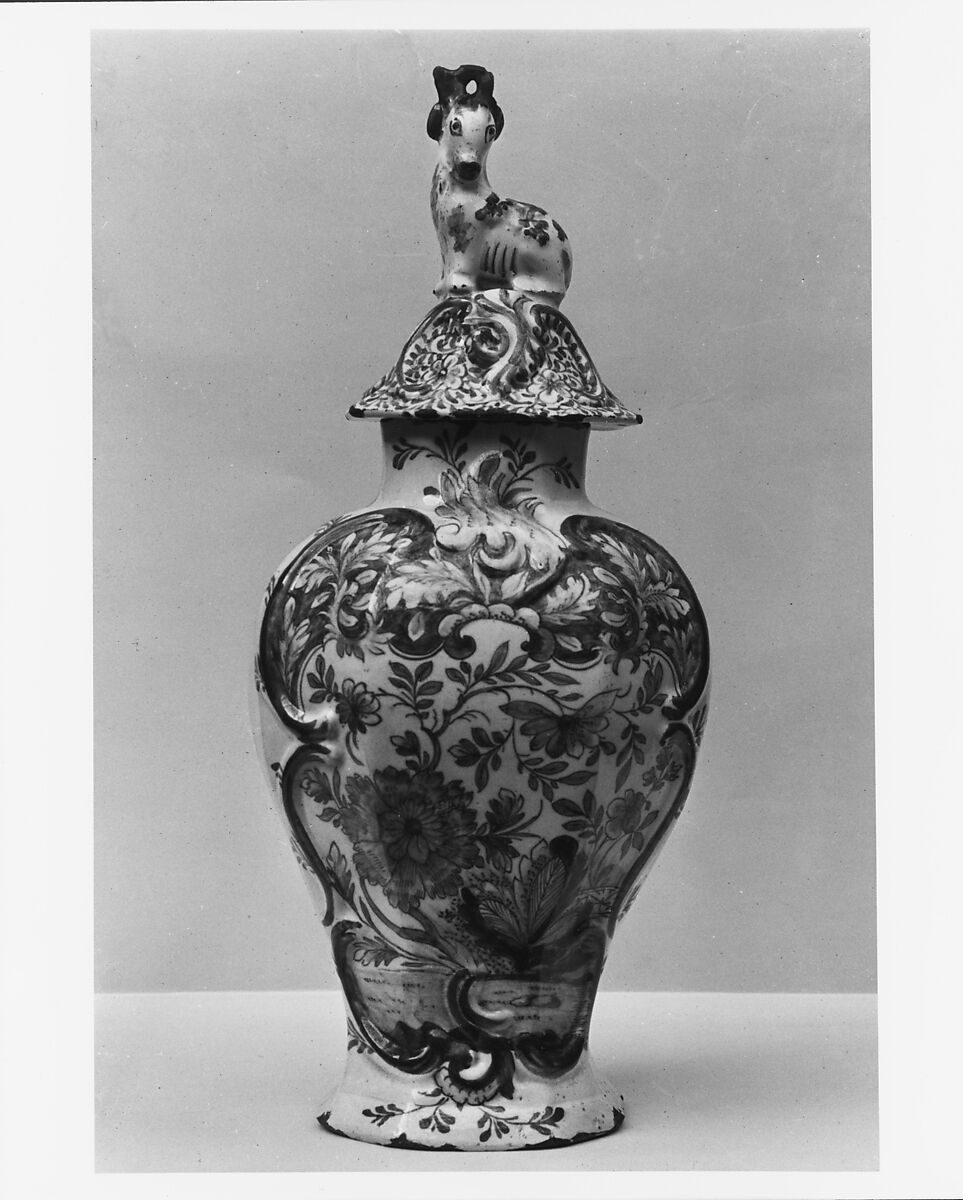 Covered Jar, Designed by Justus Brouwer (Dutch, active 1739–1775), Earthenware, Dutch 