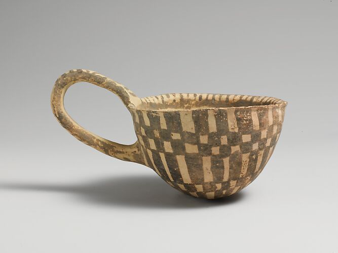 Terracotta loop-handled cup