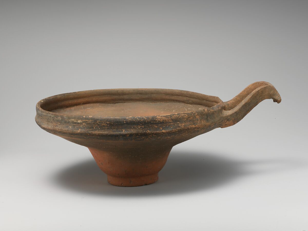 Terracotta bowl with wishbone handle, Terracotta, Cypriot 