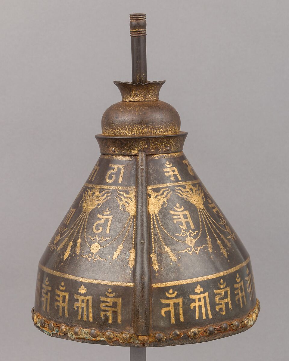 Helmet, Iron, gold, velvet, Chinese