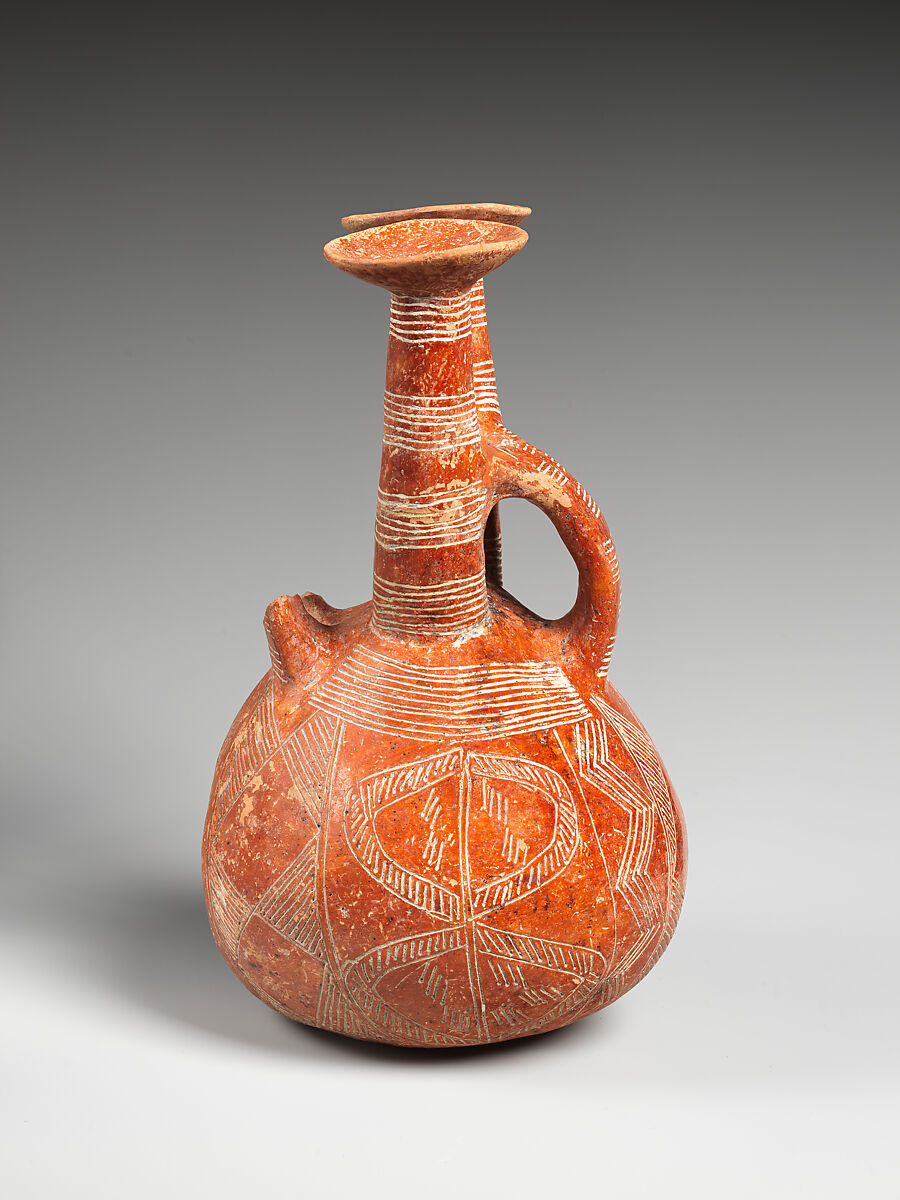 Terracotta jug with two necks, Terracotta, Cypriot