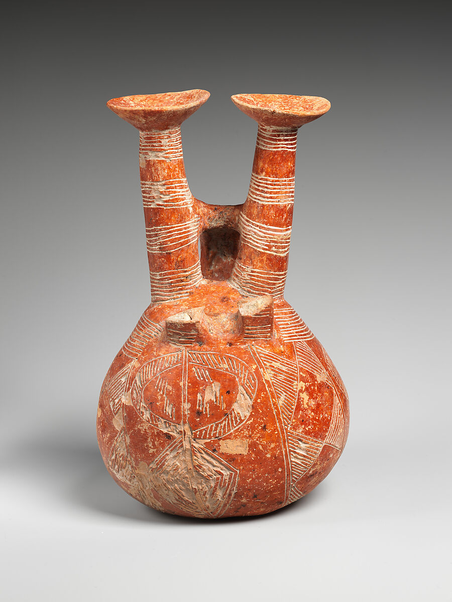 Terracotta jug with two necks, Terracotta, Cypriot