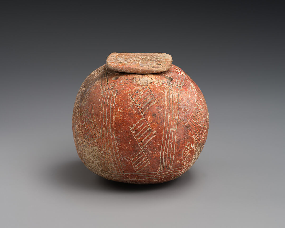 Terracotta pyxis (box) with lid, Terracotta, Cypriot