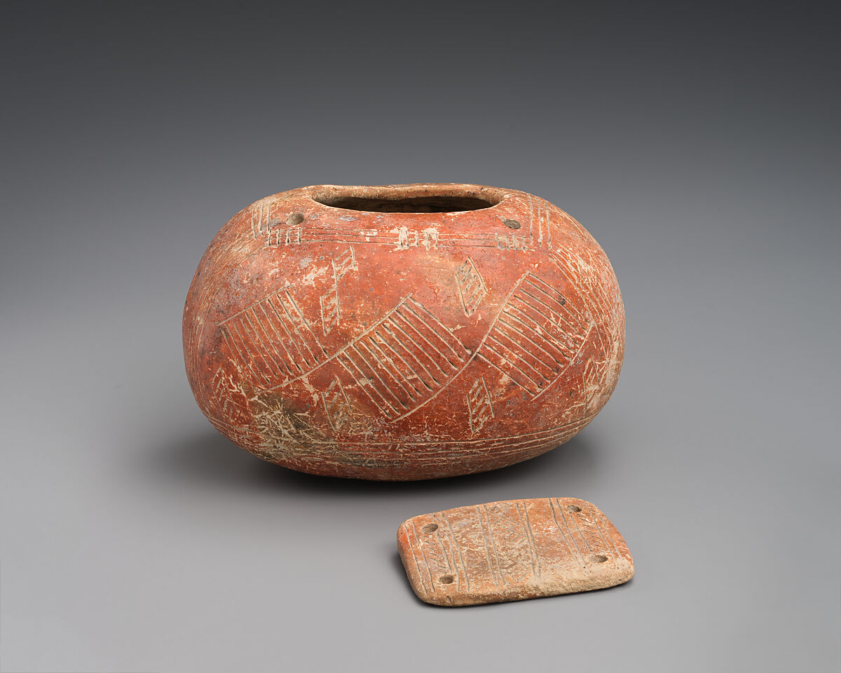 Terracotta pyxis (box) with lid, Terracotta, Cypriot