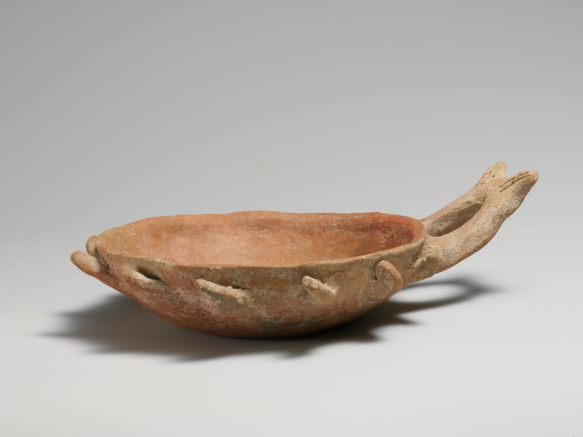 Terracotta bowl with handle, Terracotta, Cypriot 