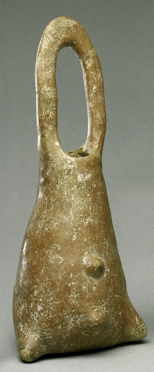 Terracotta vase in the shape of a leather bag, Terracotta, Cypriot