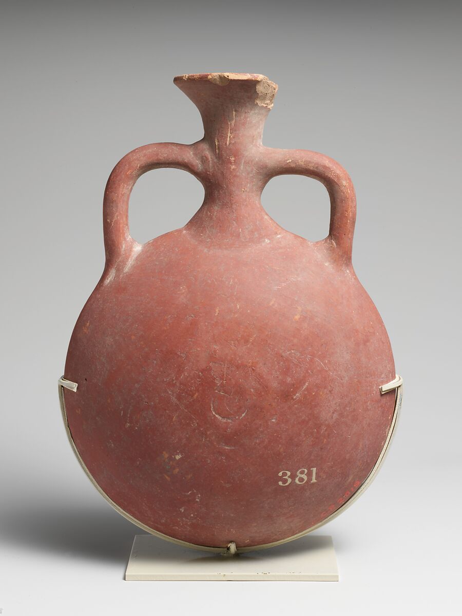 Terracotta lentoid flask, Terracotta, Cypriot 