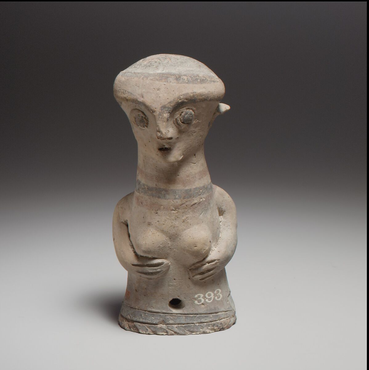 Terracotta statuette of the upper part of a woman, Terracotta, Cypriot 