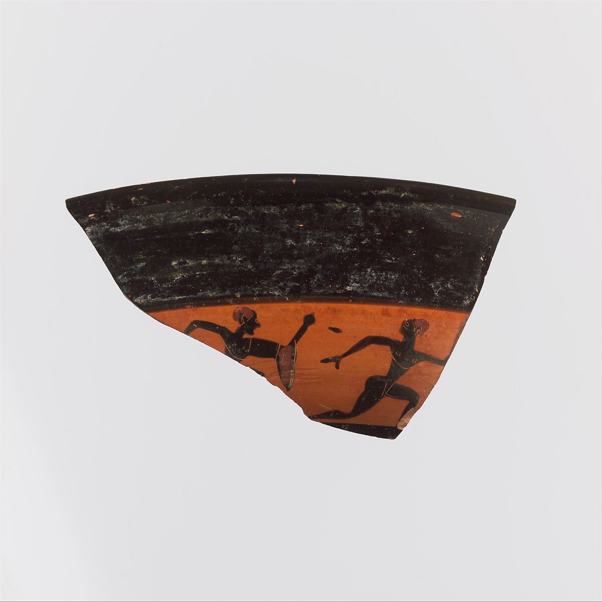 Fragment of a kylix: band-cup (drinking cup), Attributed to Elbows Out, Terracotta, Greek, Attic 