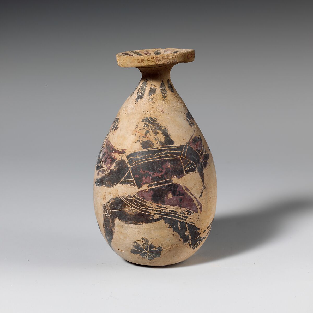 Terracotta alabastron (perfume vase), Terracotta, Greek, Corinthian 