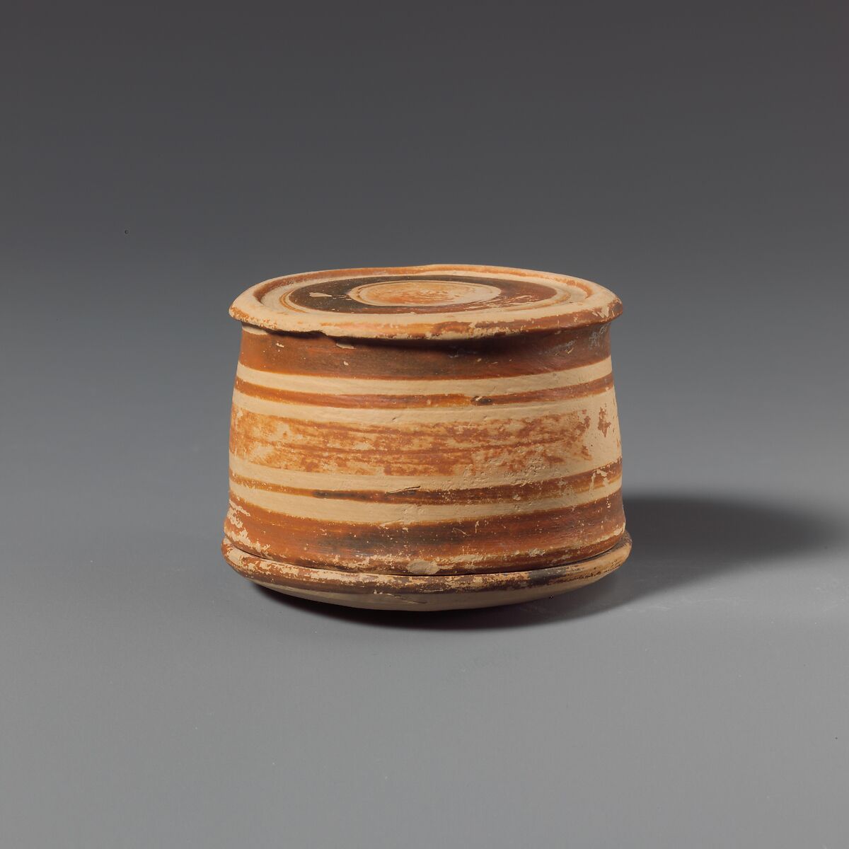 Terracotta pyxis (box), Terracotta, Cypriot 