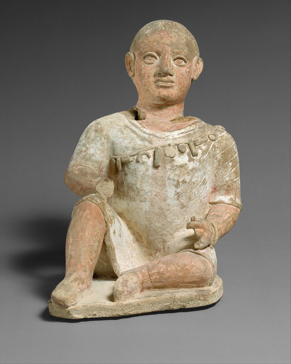 Seated boy, Terracotta, Cypriot 