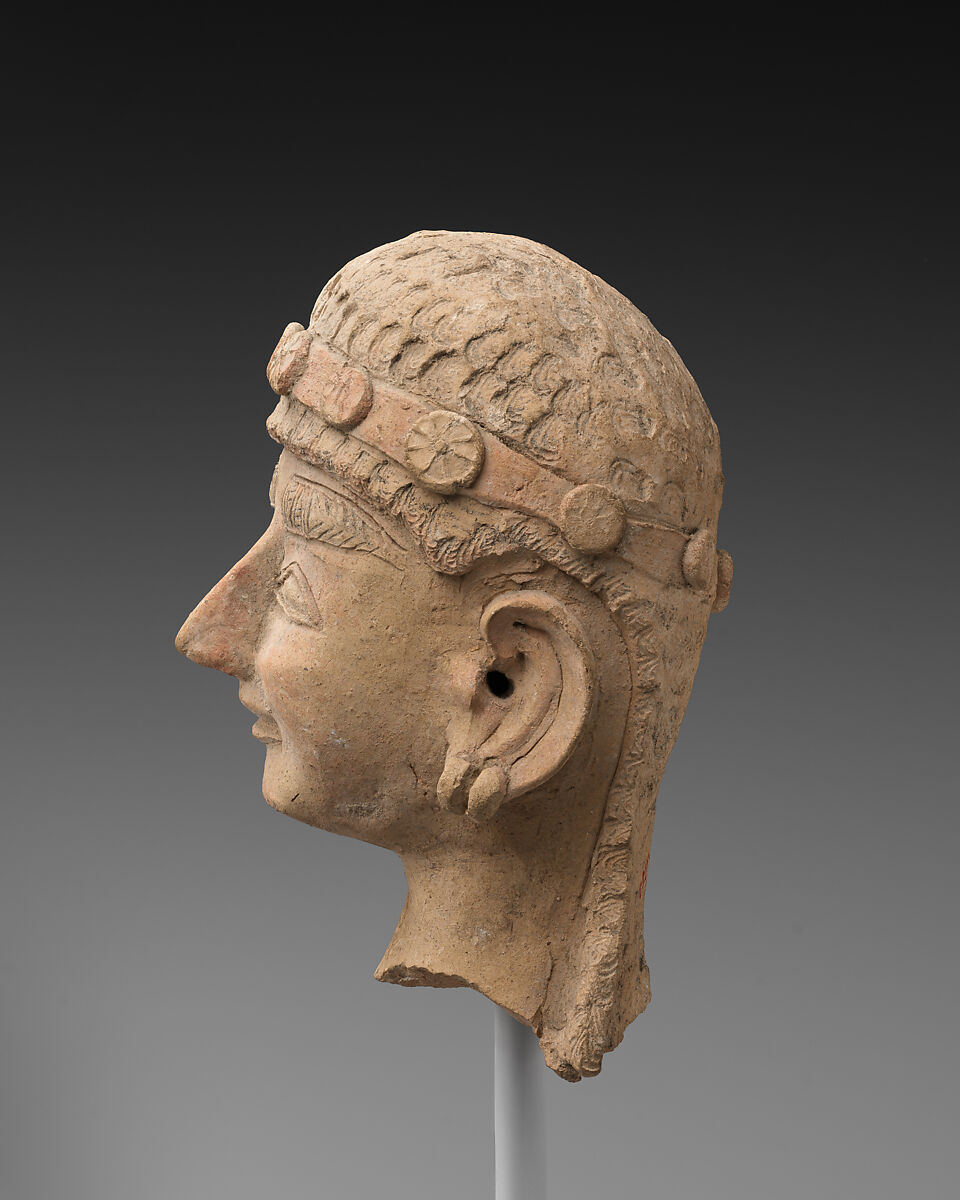 Terracotta head of a man, Terracotta, Cypriot