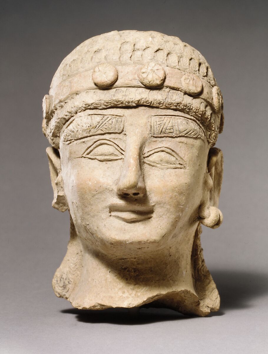 Terracotta head of a man, Terracotta, Cypriot 