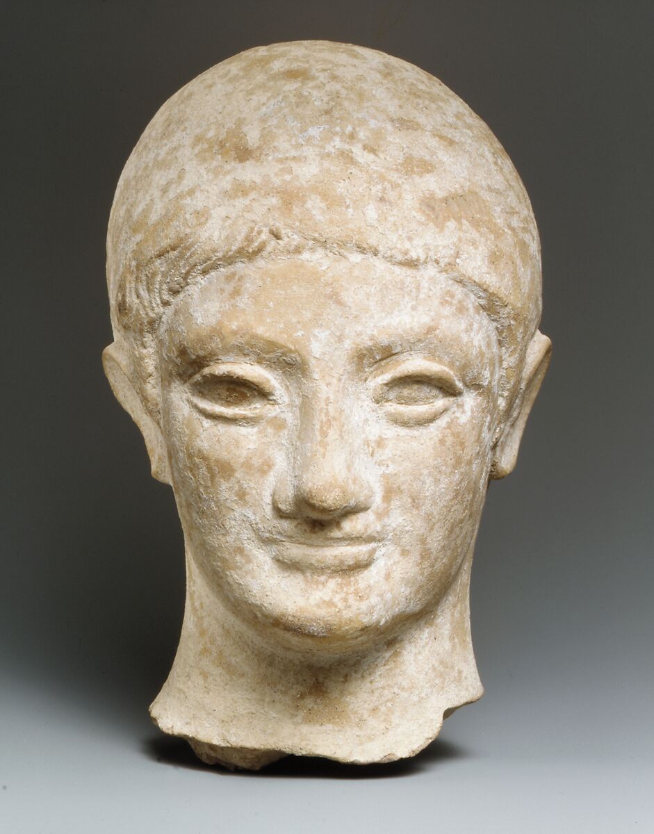 Terracotta head of a youth, Terracotta, Cypriot 