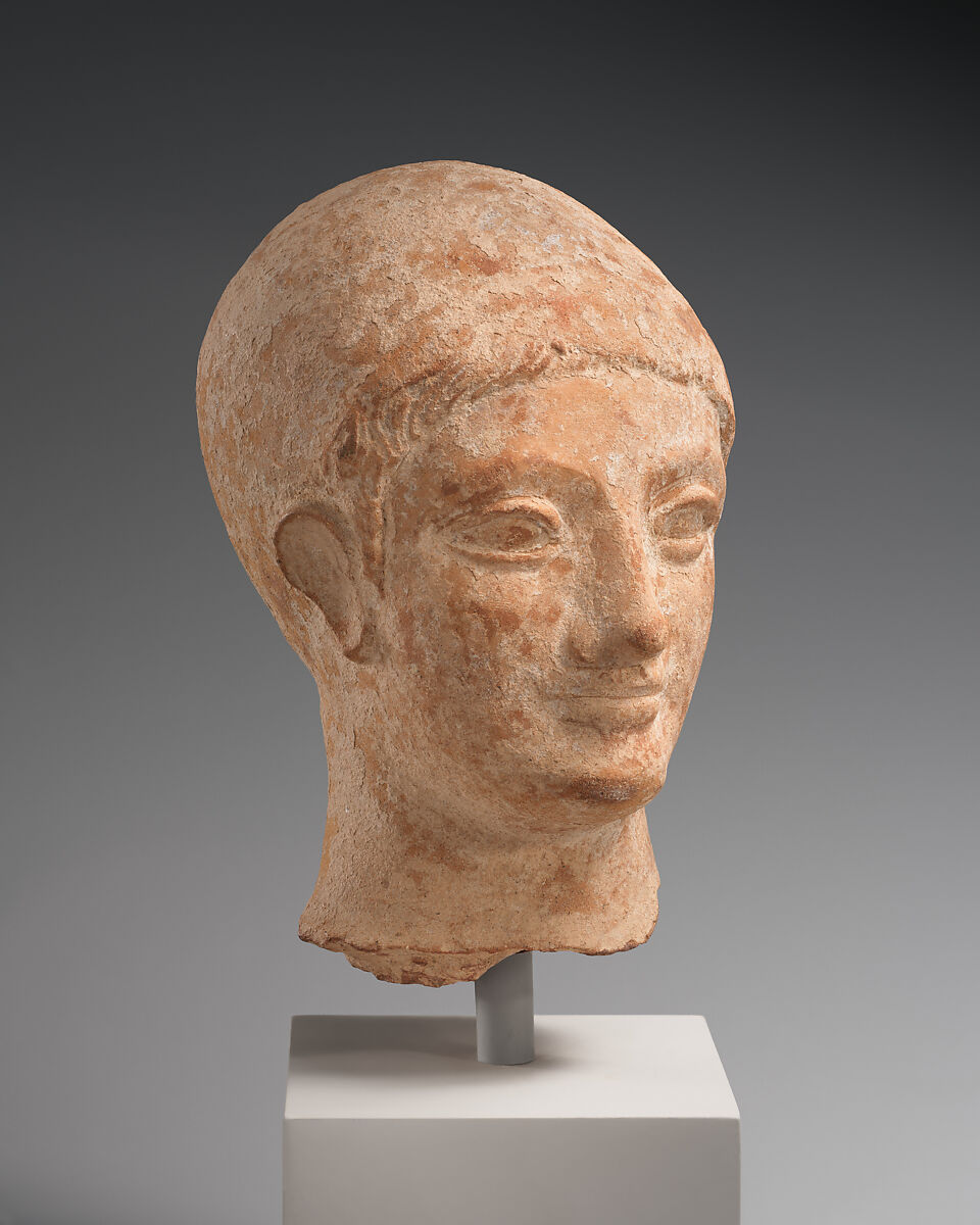 Terracotta head of a youth, Terracotta, Cypriot