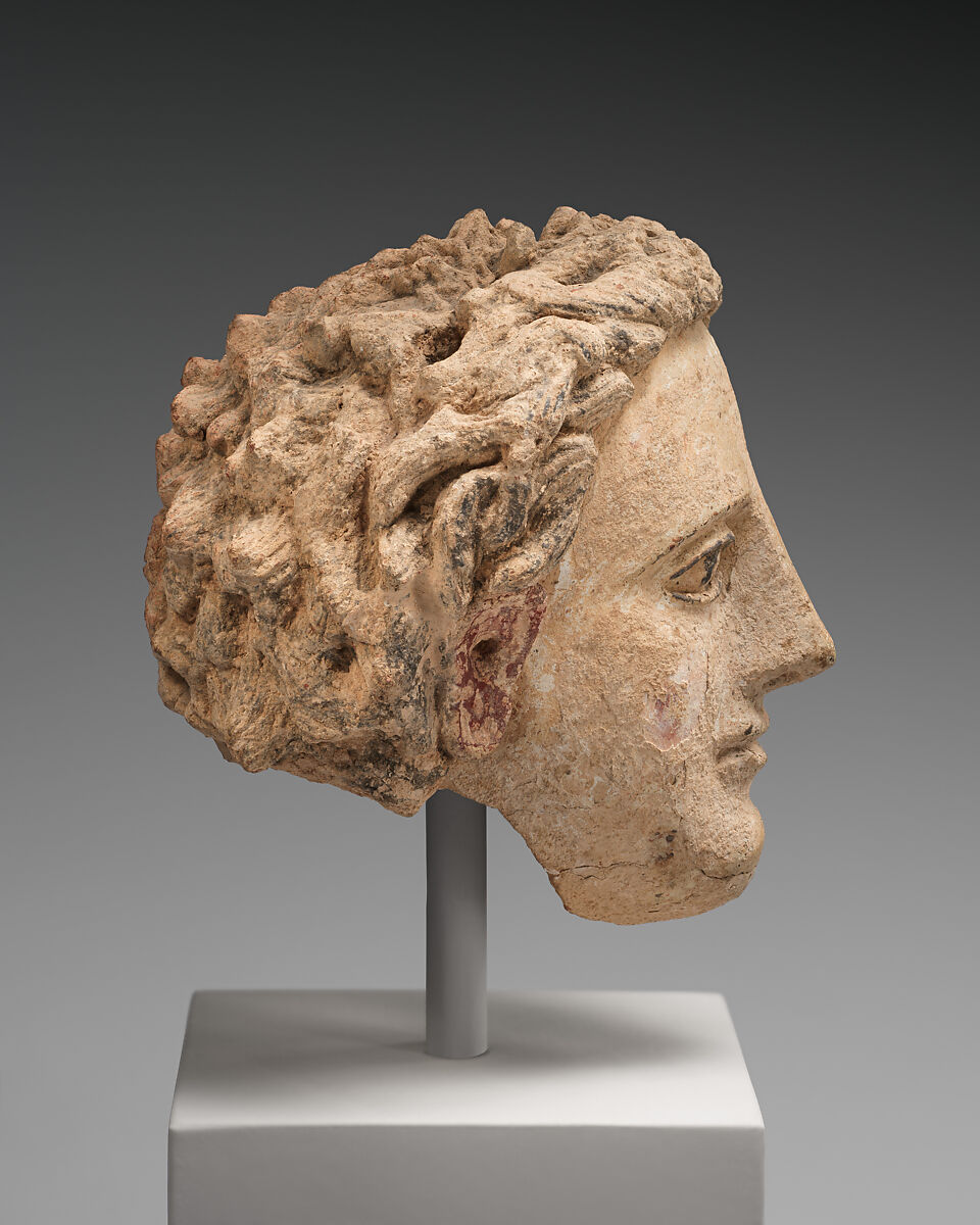 Terracotta head of a youth, Terracotta, Cypriot