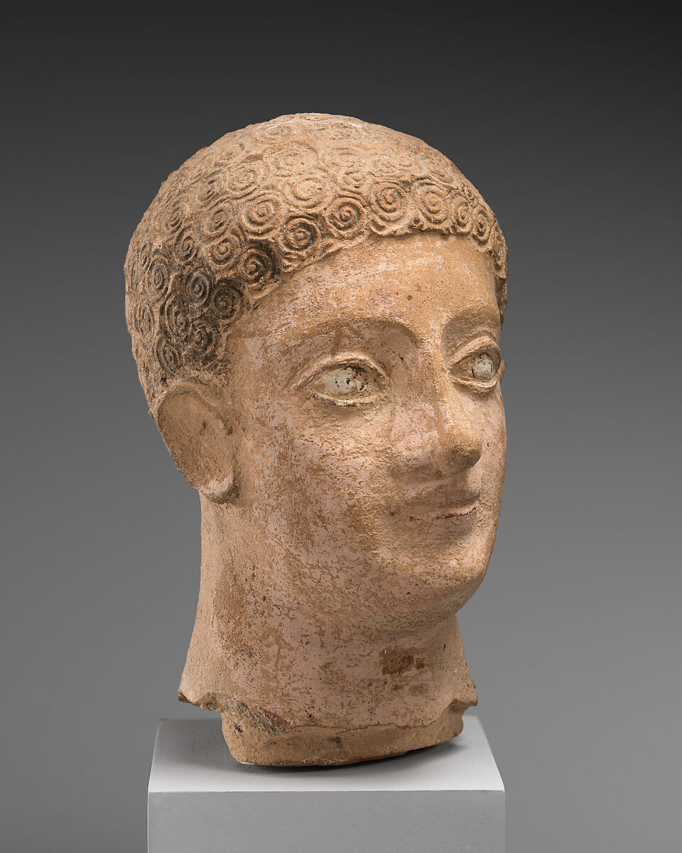 Terracotta head of a youth, Terracotta, Cypriot
