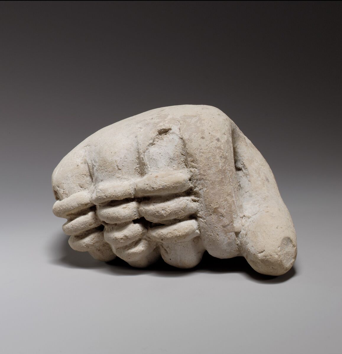 Terracotta fragment of a hand, Terracotta, Cypriot 