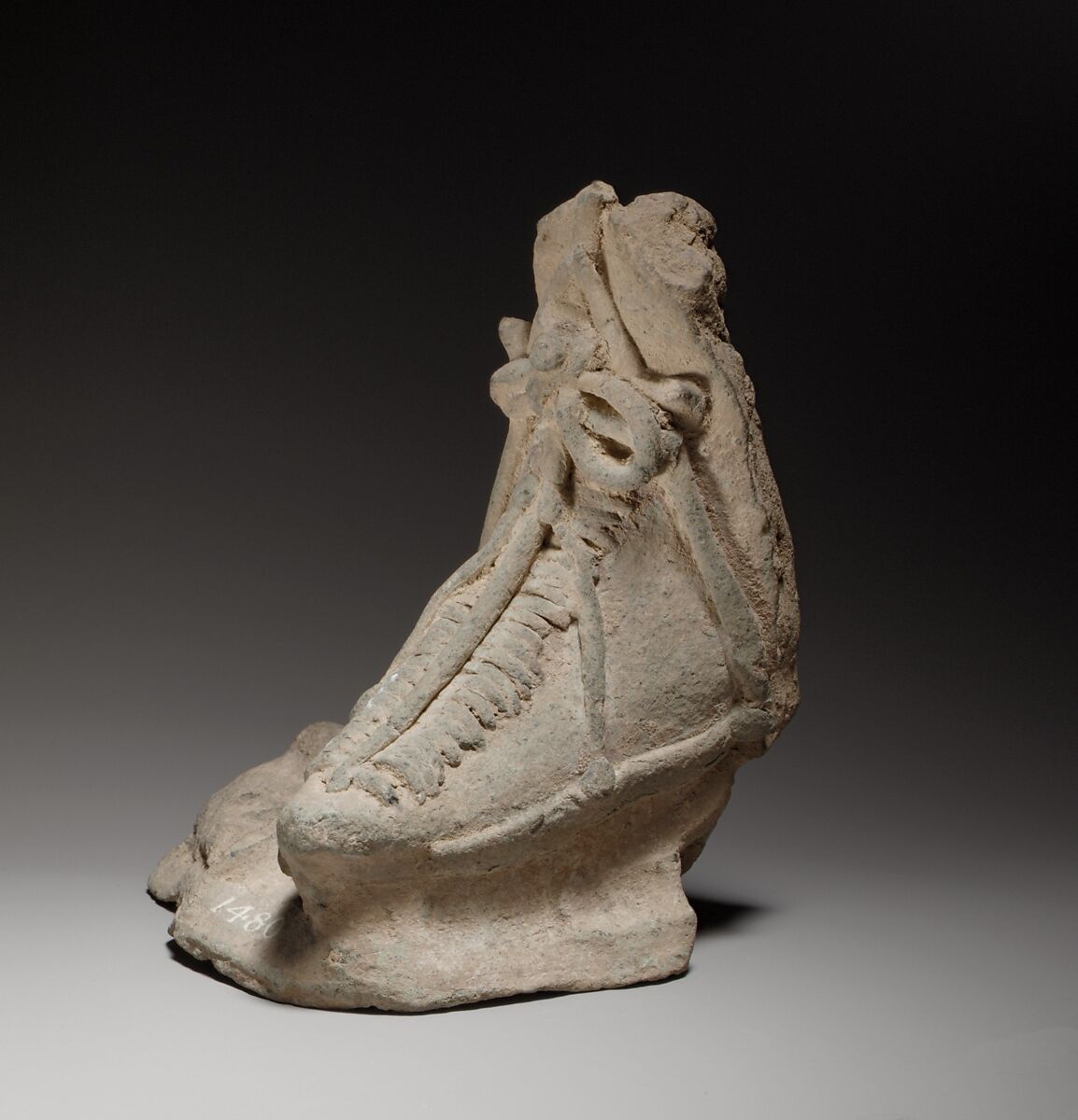 Left foot, possibly from a relief, Terracotta, Cypriot 