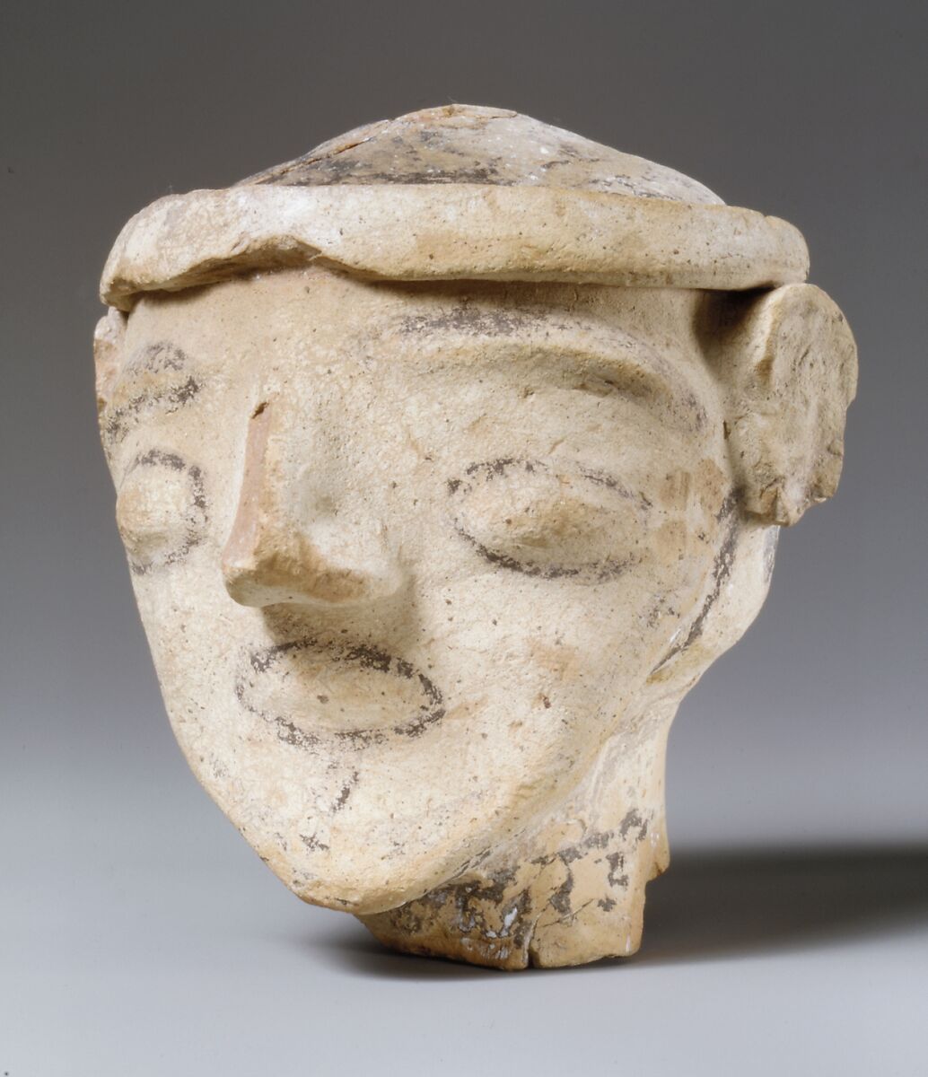 Terracotta male head, Terracotta, Cypriot