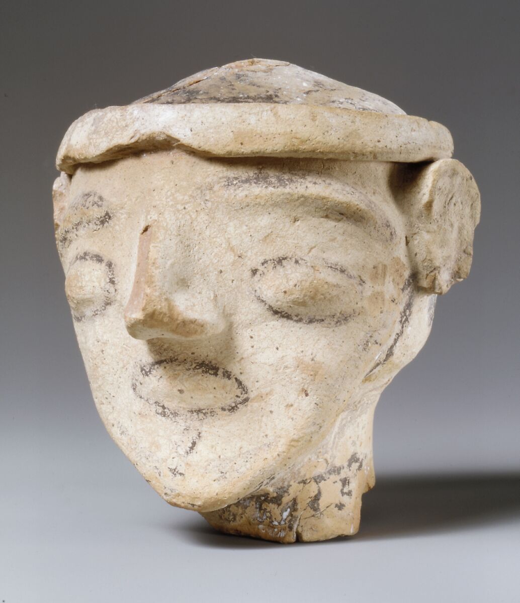 Terracotta male head, Terracotta, Cypriot 