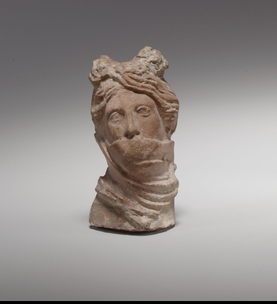 Terracotta head of a veiled woman, Terracotta, Greek, Cypriot 