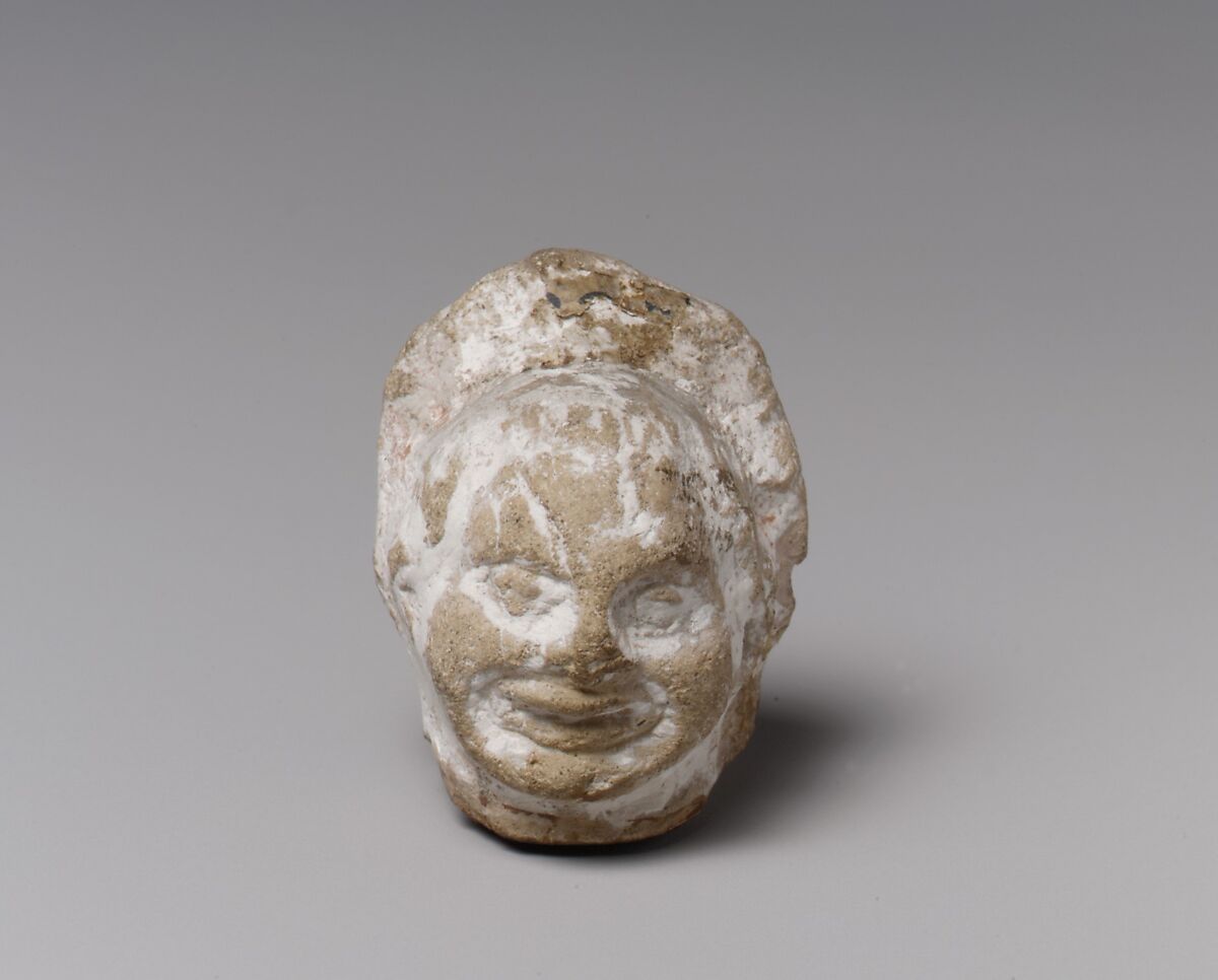 Head of a comic figurine, Terracotta, Cypriot 