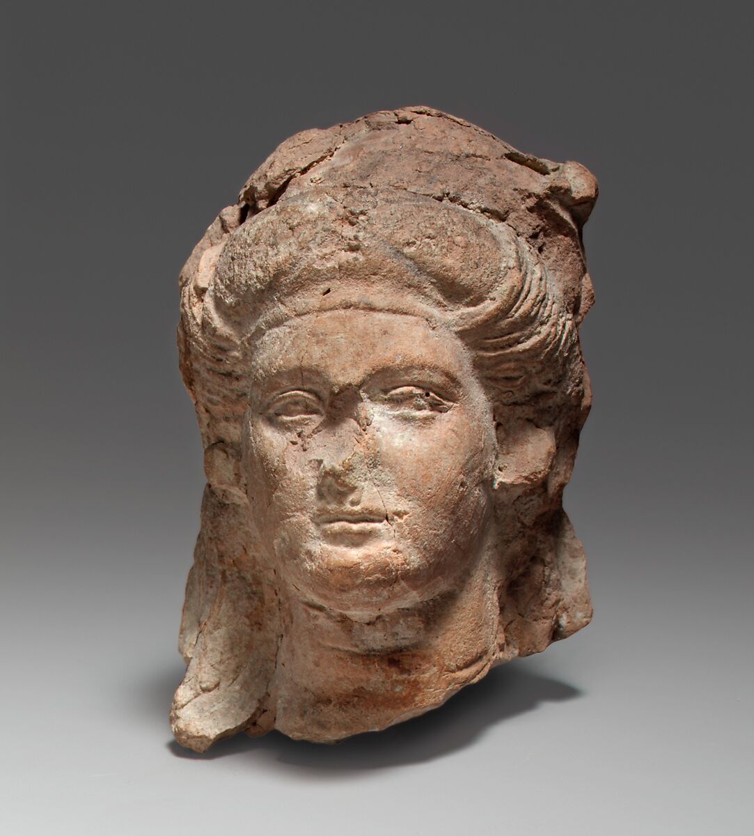 Female head, probably of a goddess, Terracotta, Cypriot