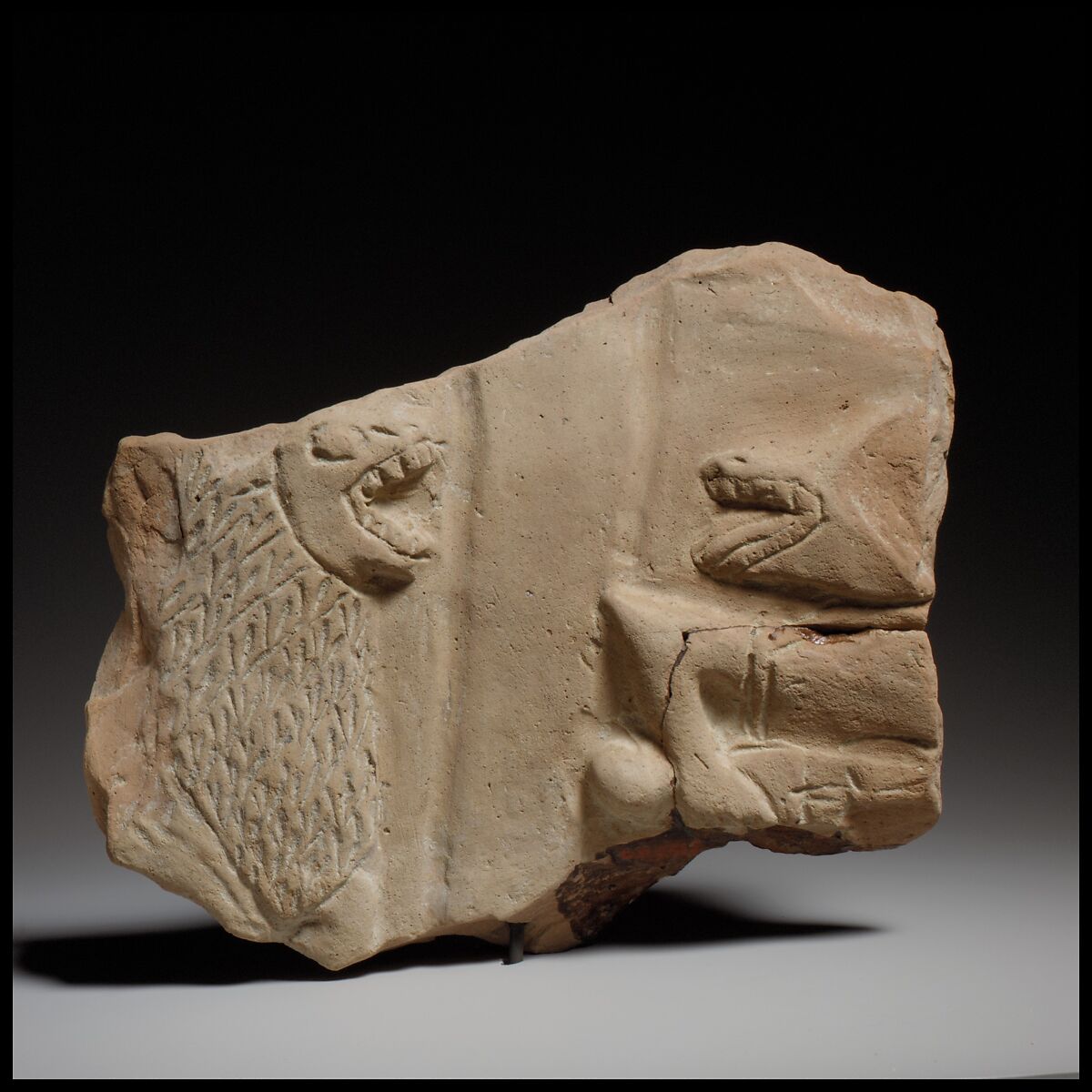 Fragment of a large terracotta statue of a man, Terracotta, Cypriot 