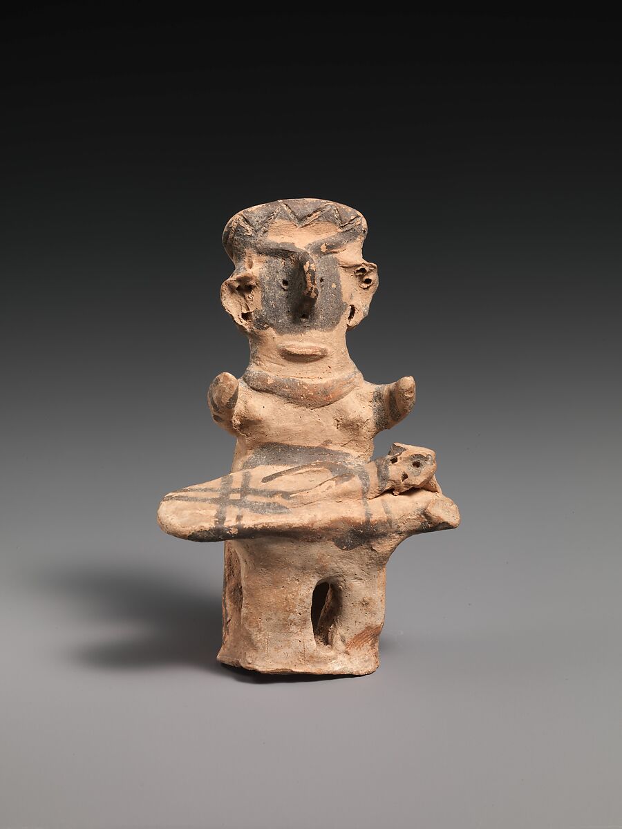 Terracotta statuette of a woman with child, Terracotta, Cypriot 