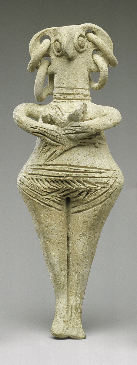 Terracotta statuette of woman with bird face, Terracotta, Cypriot