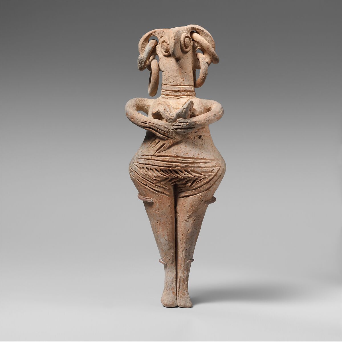 Terracotta statuette of woman with bird face, Terracotta, Cypriot