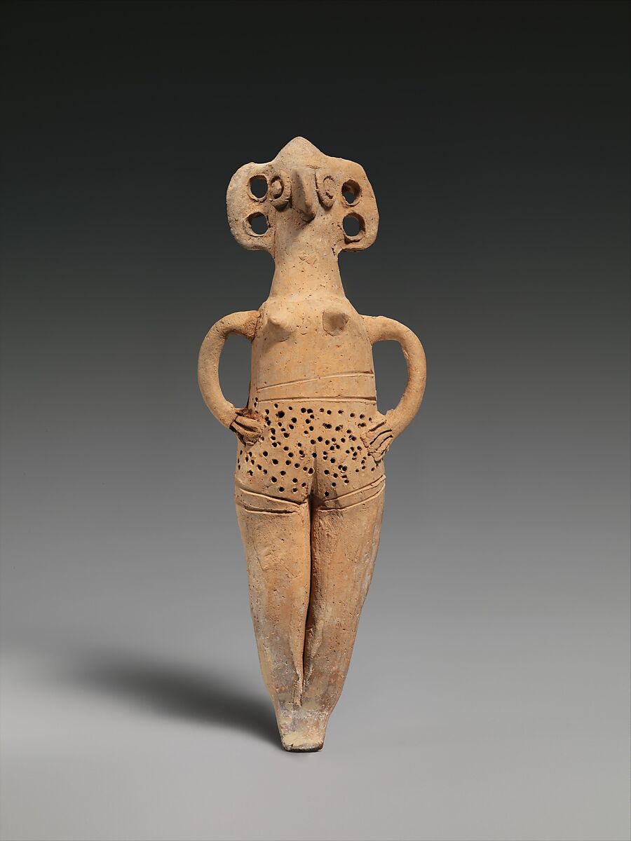 Terracotta statuette of woman with bird face, Terracotta, Cypriot 