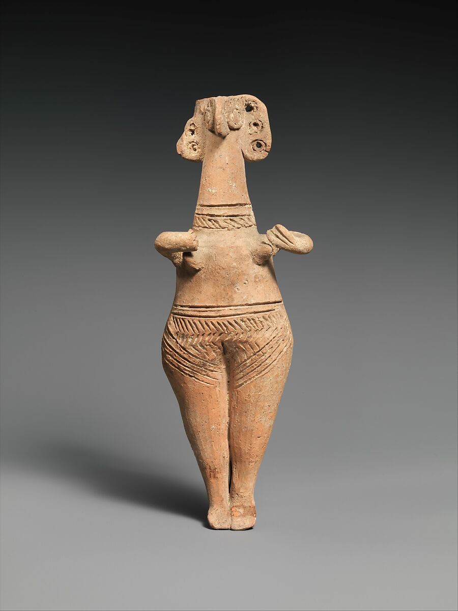 Terracotta statuette of woman with bird face, Terracotta, Cypriot