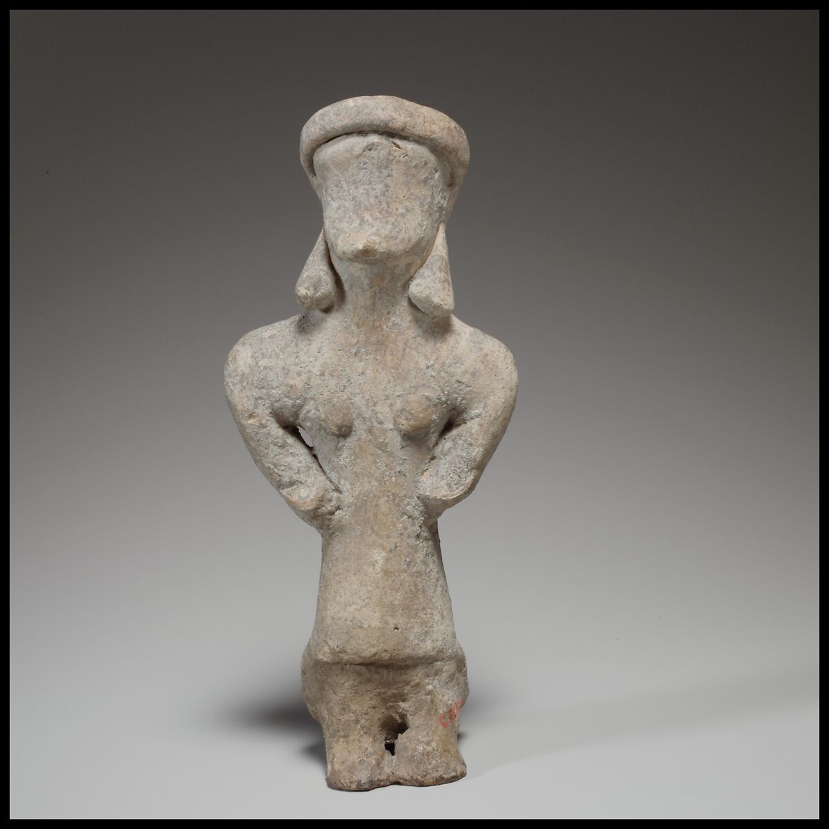 Standing female figurine, Terracotta, Cypriot 