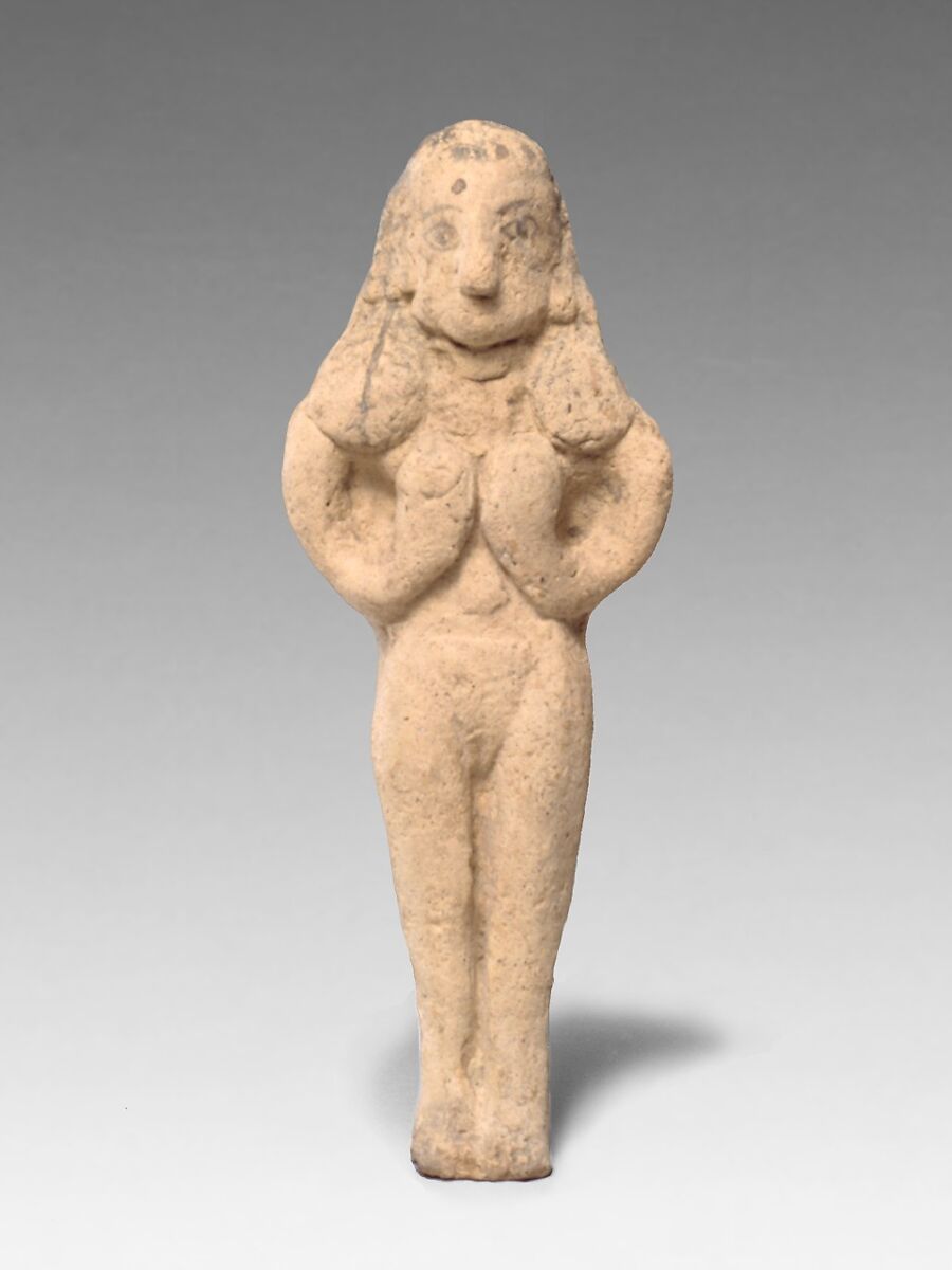 Terracotta statuette of a nude woman, Terracotta, Cypriot 