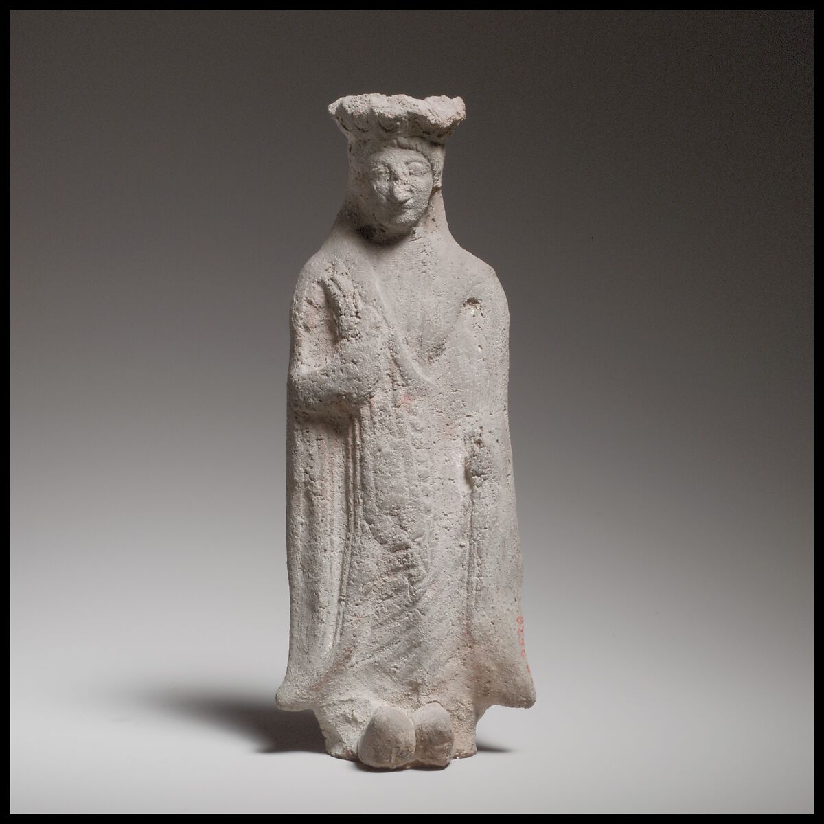 Terracotta statuette of a standing woman, Terracotta, Cypriot 