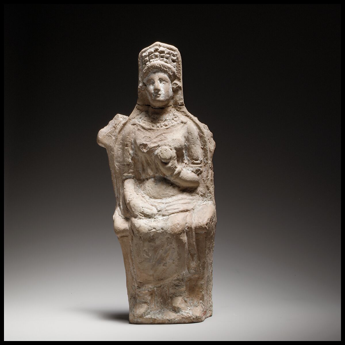Terracotta figurine of a seated goddess, Terracotta, Cypriot 