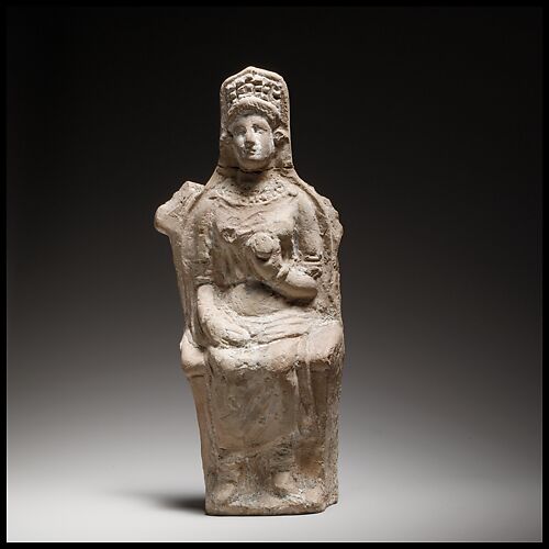 Terracotta figurine of a seated goddess