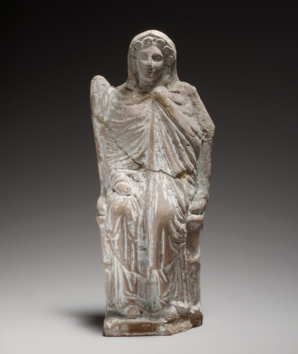 Terracotta statuette of a seated goddess, Terracotta, Cypriot 
