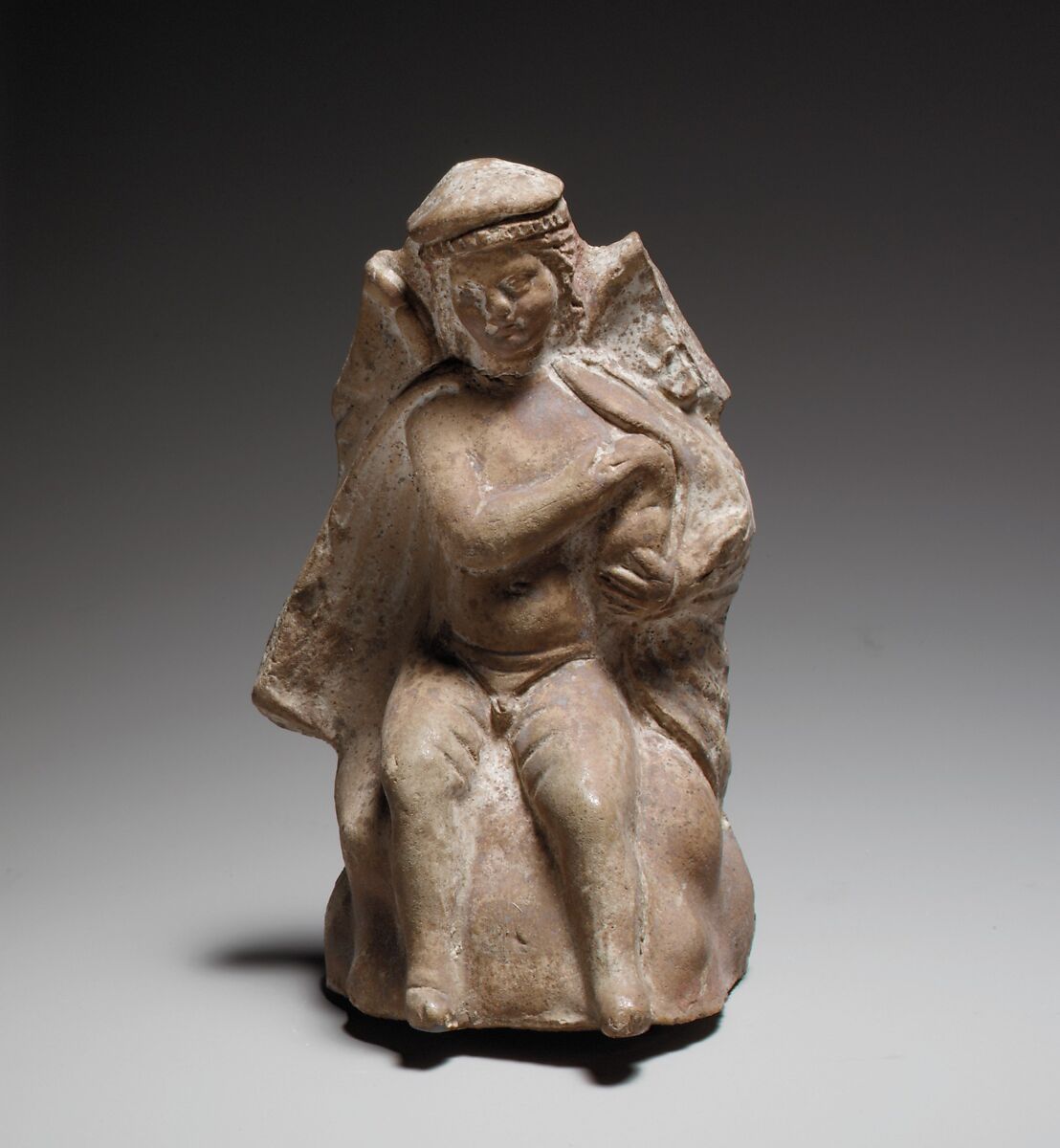 Terracotta statue of Eros holding a swan, Terracotta, Cypriot