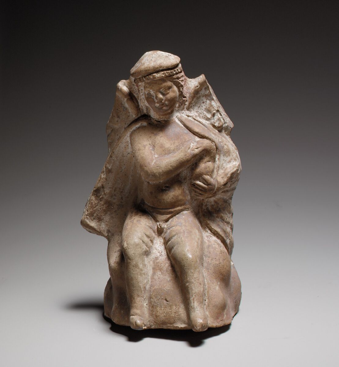 Terracotta statue of Eros holding a swan, Terracotta, Cypriot