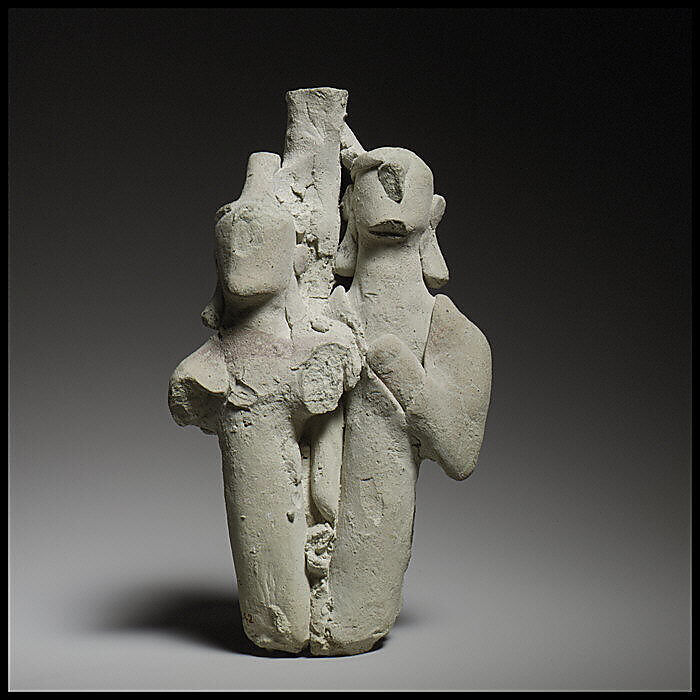 Group of three standing male figures, Terracotta, Cypriot