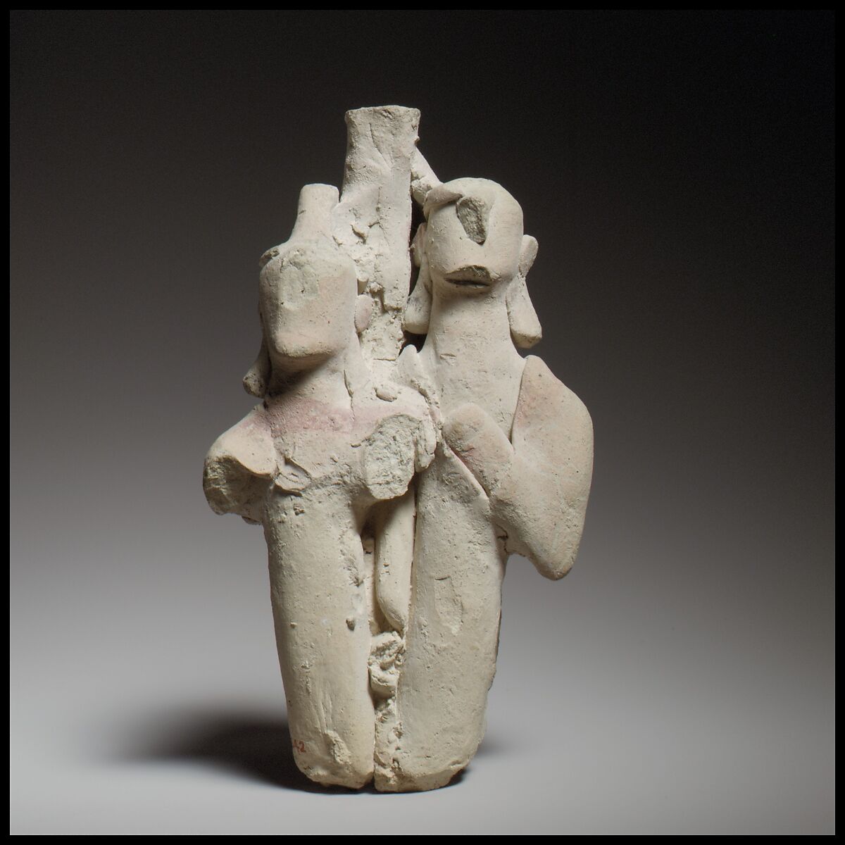 Group of three standing male figures, Terracotta, Cypriot 